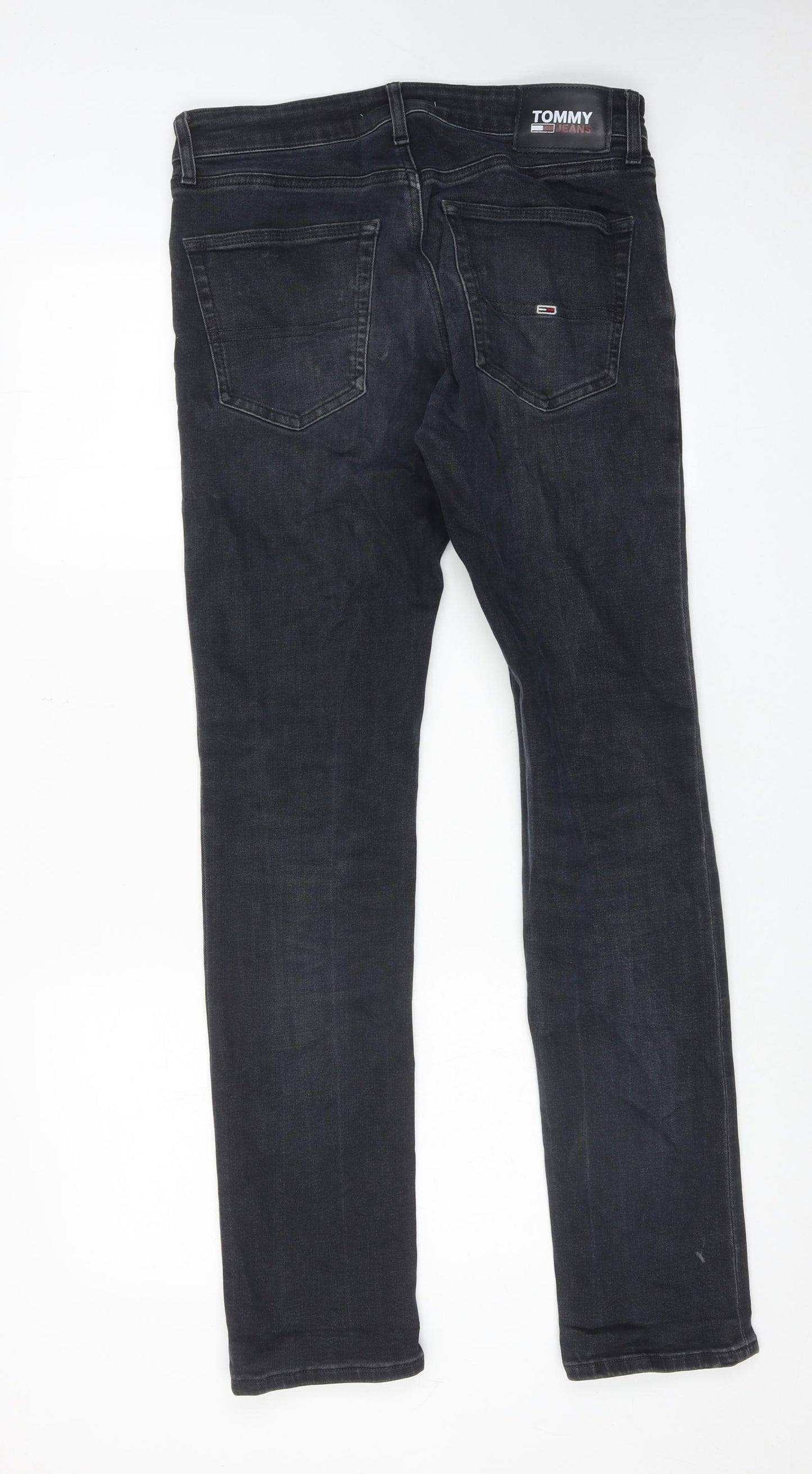 Tommy Jeans Mens Black Cotton Straight Jeans Size 30 in L32 in Regular Zip