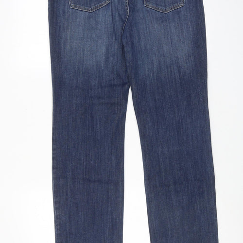 Marks and Spencer Womens Blue Cotton Straight Jeans Size 14 Regular Zip