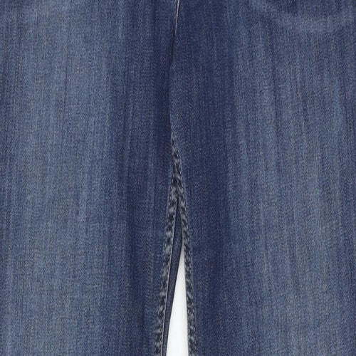 Marks and Spencer Womens Blue Cotton Straight Jeans Size 14 Regular Zip