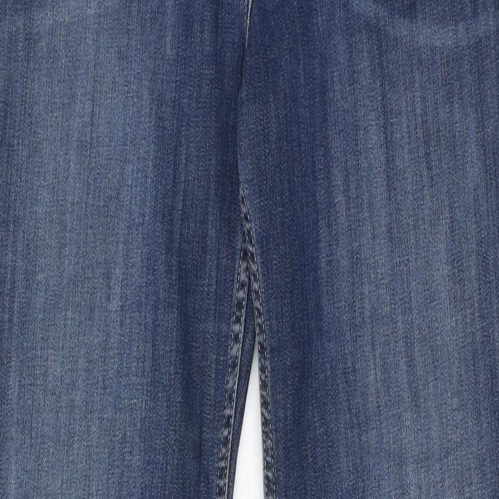 Marks and Spencer Womens Blue Cotton Straight Jeans Size 14 Regular Zip