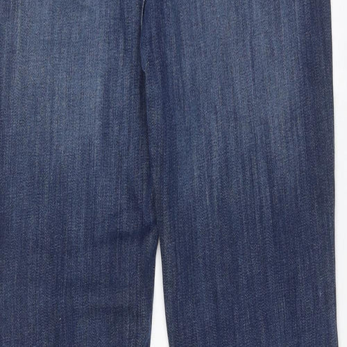 Marks and Spencer Womens Blue Cotton Straight Jeans Size 14 Regular Zip