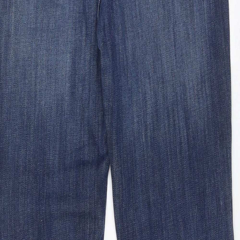 Marks and Spencer Womens Blue Cotton Straight Jeans Size 14 Regular Zip