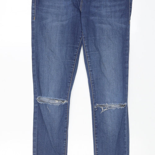Topshop Womens Blue Cotton Skinny Jeans Size 28 in L30 in Regular Zip