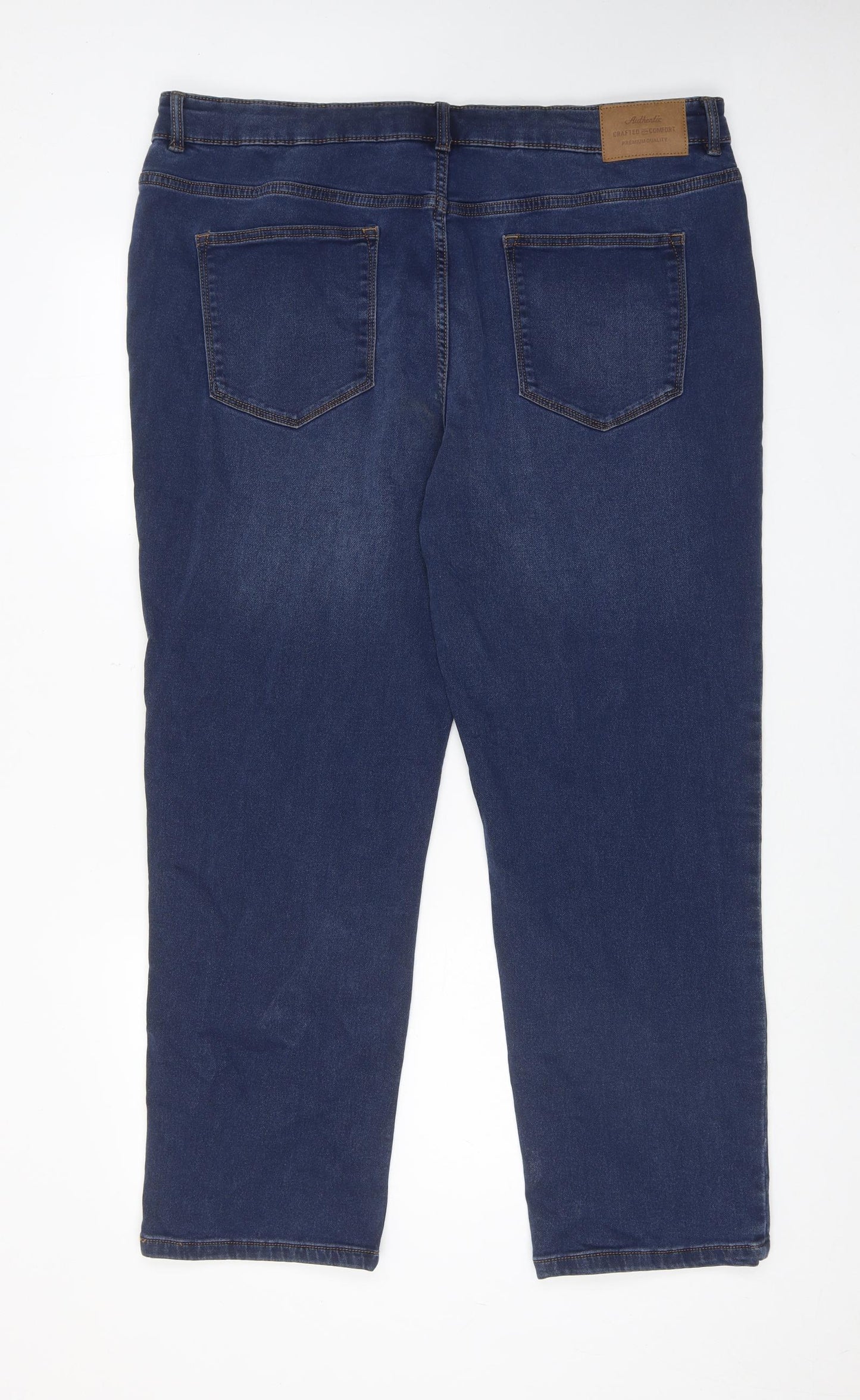 TU Mens Blue Cotton Straight Jeans Size 40 in Regular Zip - Short leg