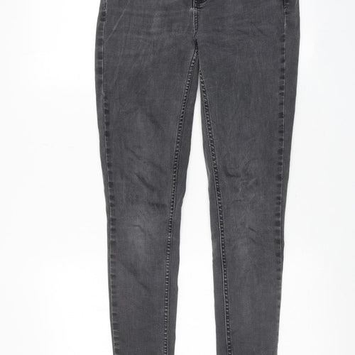 Warehouse Womens Black Cotton Skinny Jeans Size 12 Regular Zip