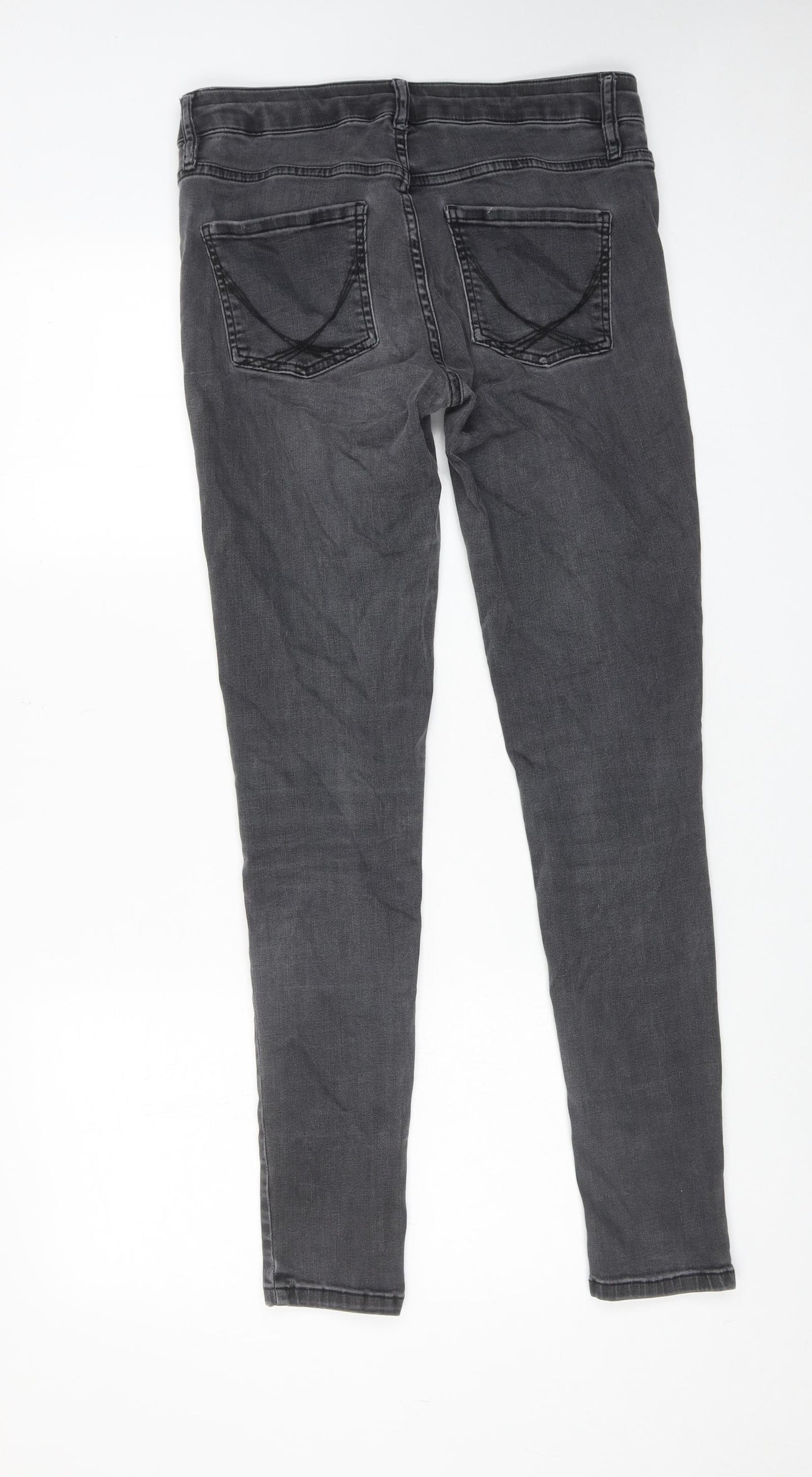 Warehouse Womens Black Cotton Skinny Jeans Size 12 Regular Zip
