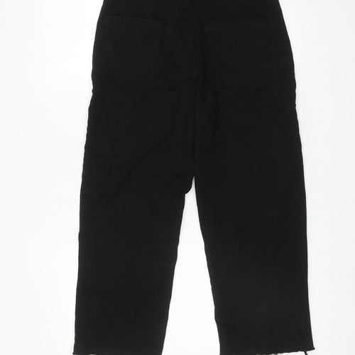Zara Womens Black Cotton Straight Jeans Size 8 Regular Zip