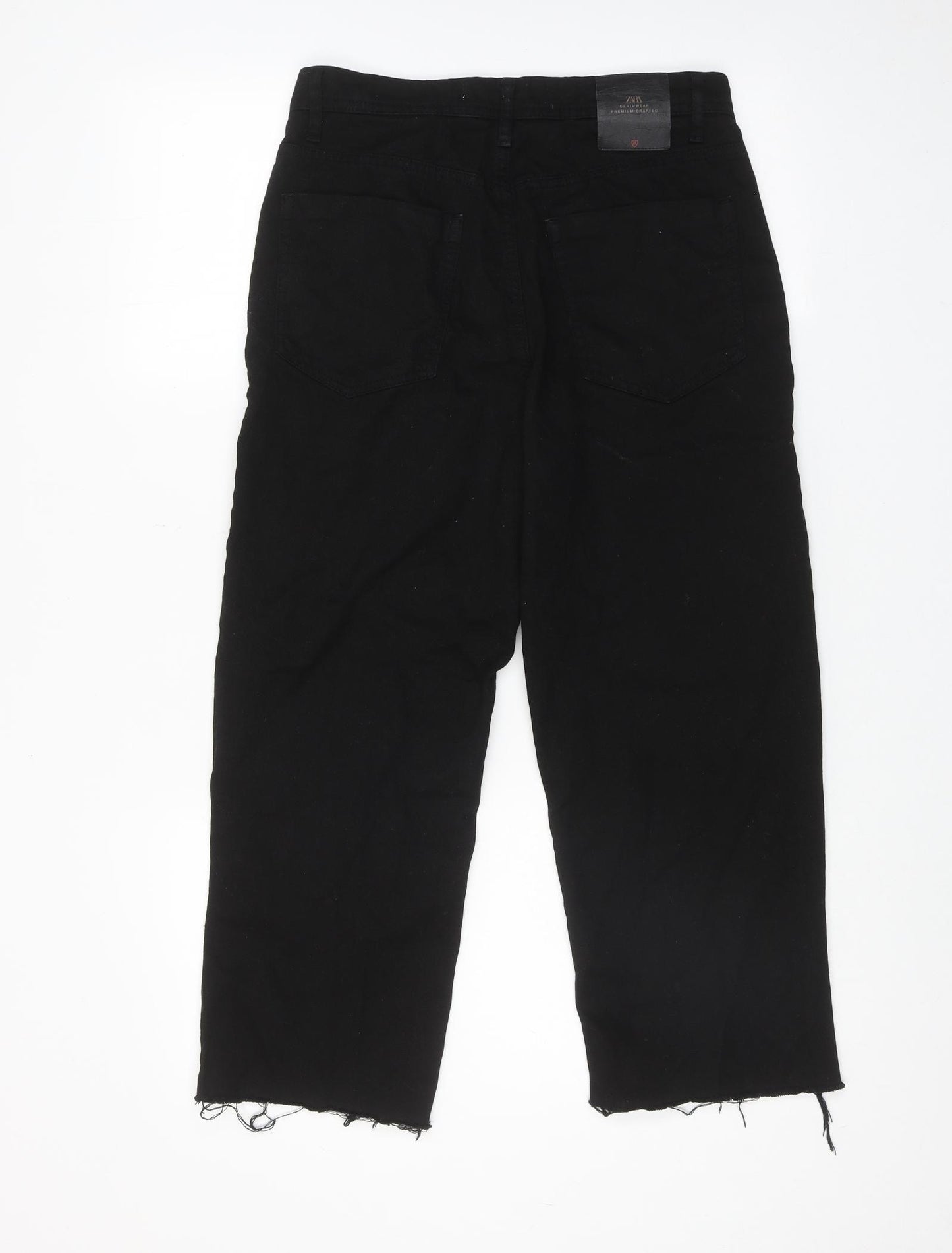 Zara Womens Black Cotton Straight Jeans Size 8 Regular Zip