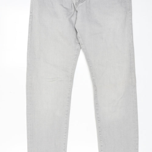 H&M Mens Grey Cotton Straight Jeans Size 32 in L32 in Regular Button