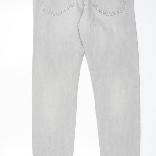 H&M Mens Grey Cotton Straight Jeans Size 32 in L32 in Regular Button