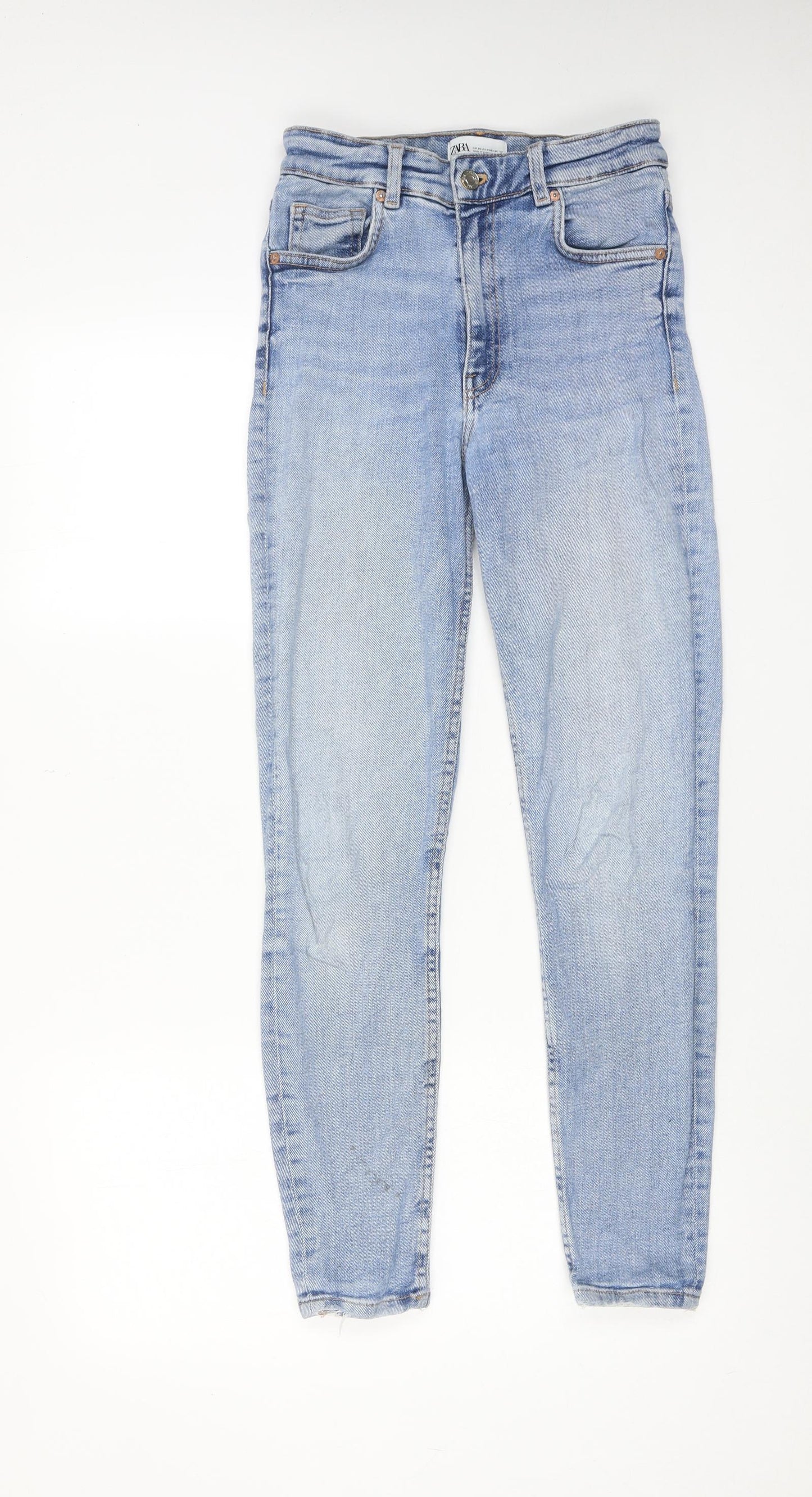 Zara Womens Blue Cotton Skinny Jeans Size 8 Regular Zip