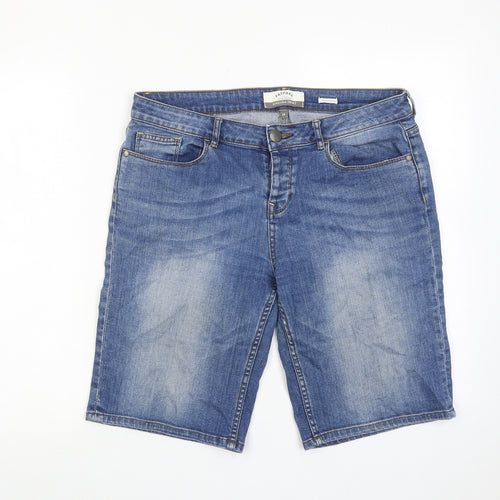 Fat Face Womens Blue Cotton Bermuda Shorts Size 12 Regular Zip