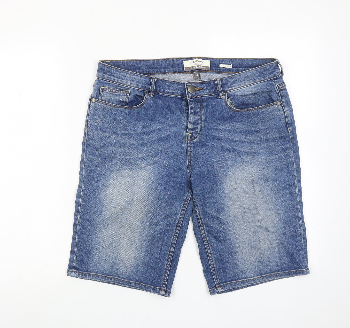 Fat Face Womens Blue Cotton Bermuda Shorts Size 12 Regular Zip