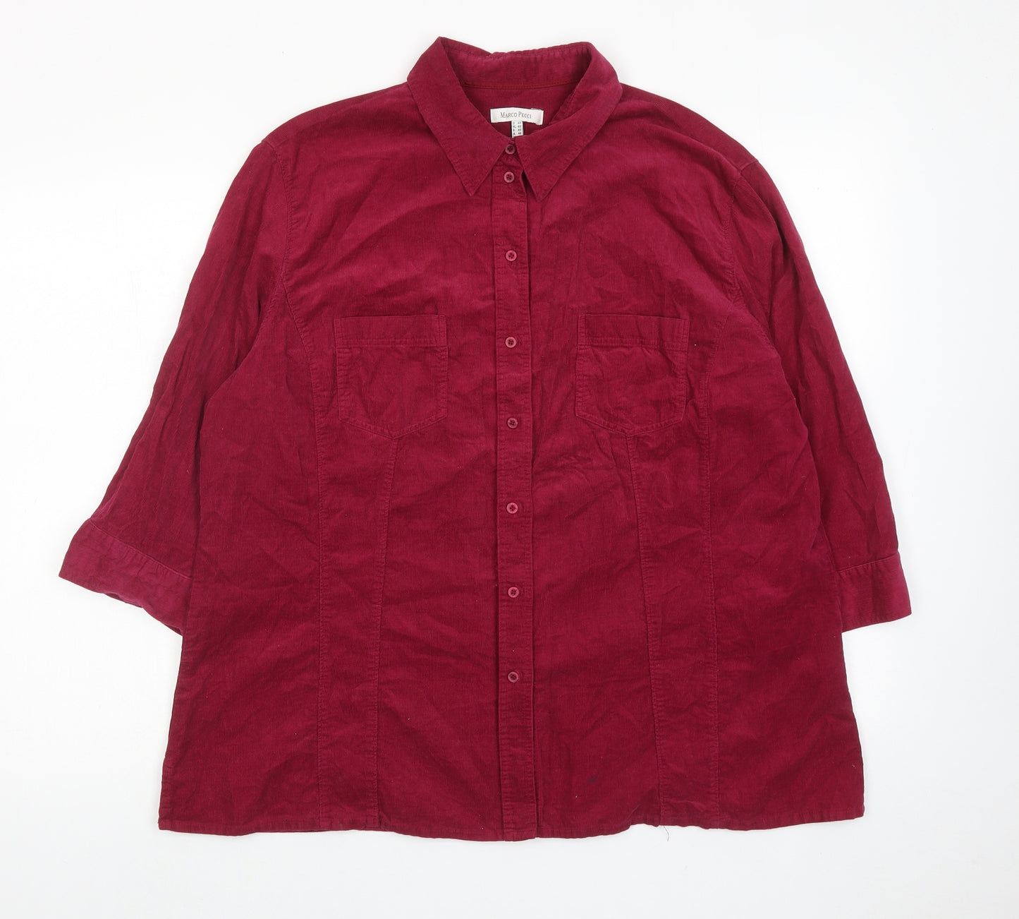 Marco Pecci Womens Purple Cotton Basic Button-Up Size 22 Collared