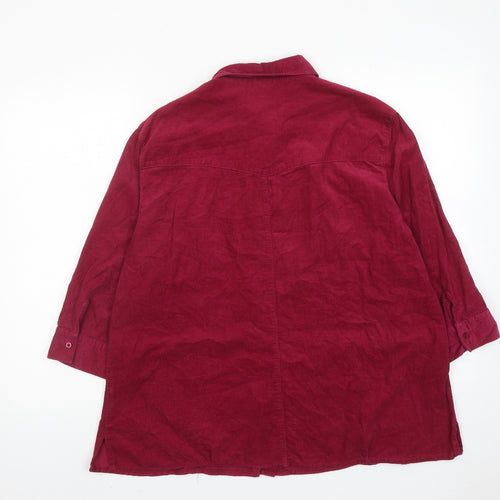 Marco Pecci Womens Purple Cotton Basic Button-Up Size 22 Collared
