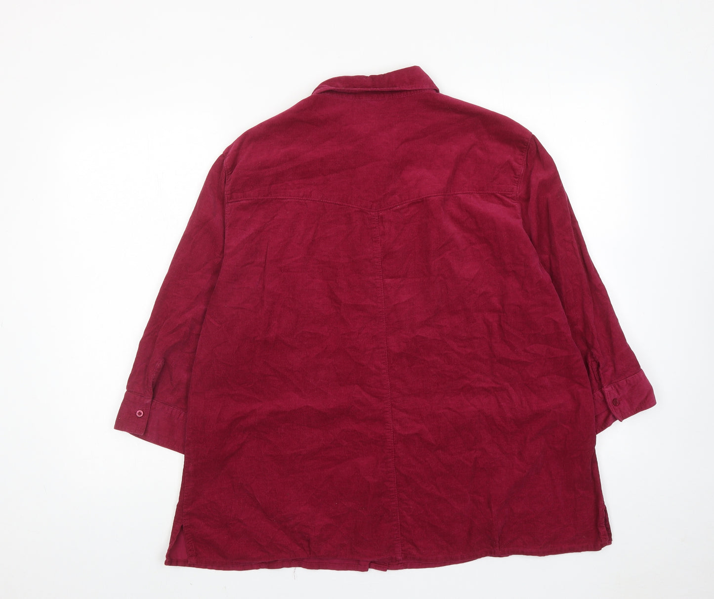 Marco Pecci Womens Purple Cotton Basic Button-Up Size 22 Collared