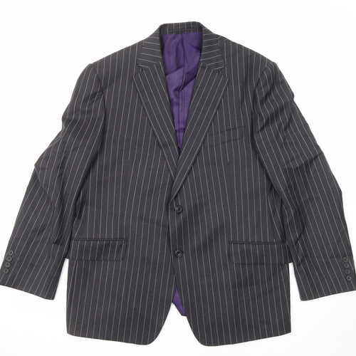 Marks and Spencer Mens Grey Striped Wool Jacket Suit Jacket Size 42 Regular