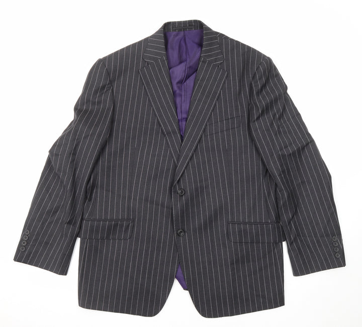 Marks and Spencer Mens Grey Striped Wool Jacket Suit Jacket Size 42 Regular
