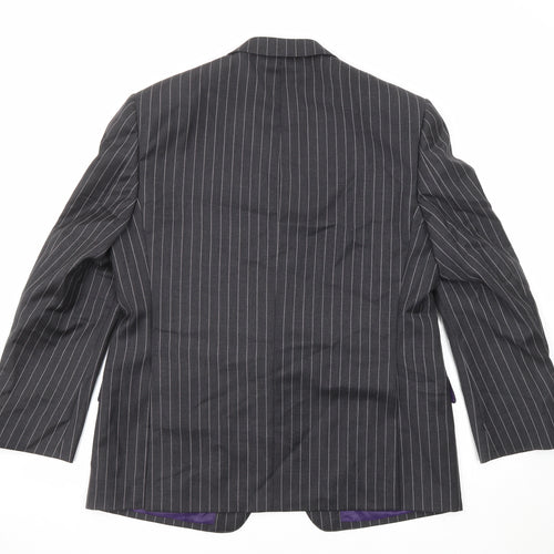 Marks and Spencer Mens Grey Striped Wool Jacket Suit Jacket Size 42 Regular