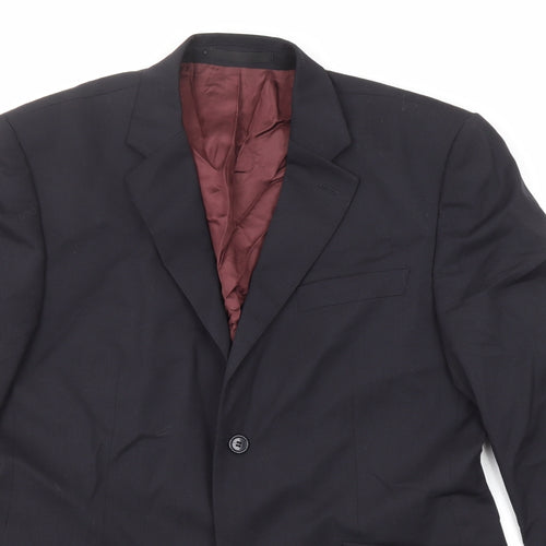 Burton Mens Blue Polyester Jacket Suit Jacket Size 40 Regular