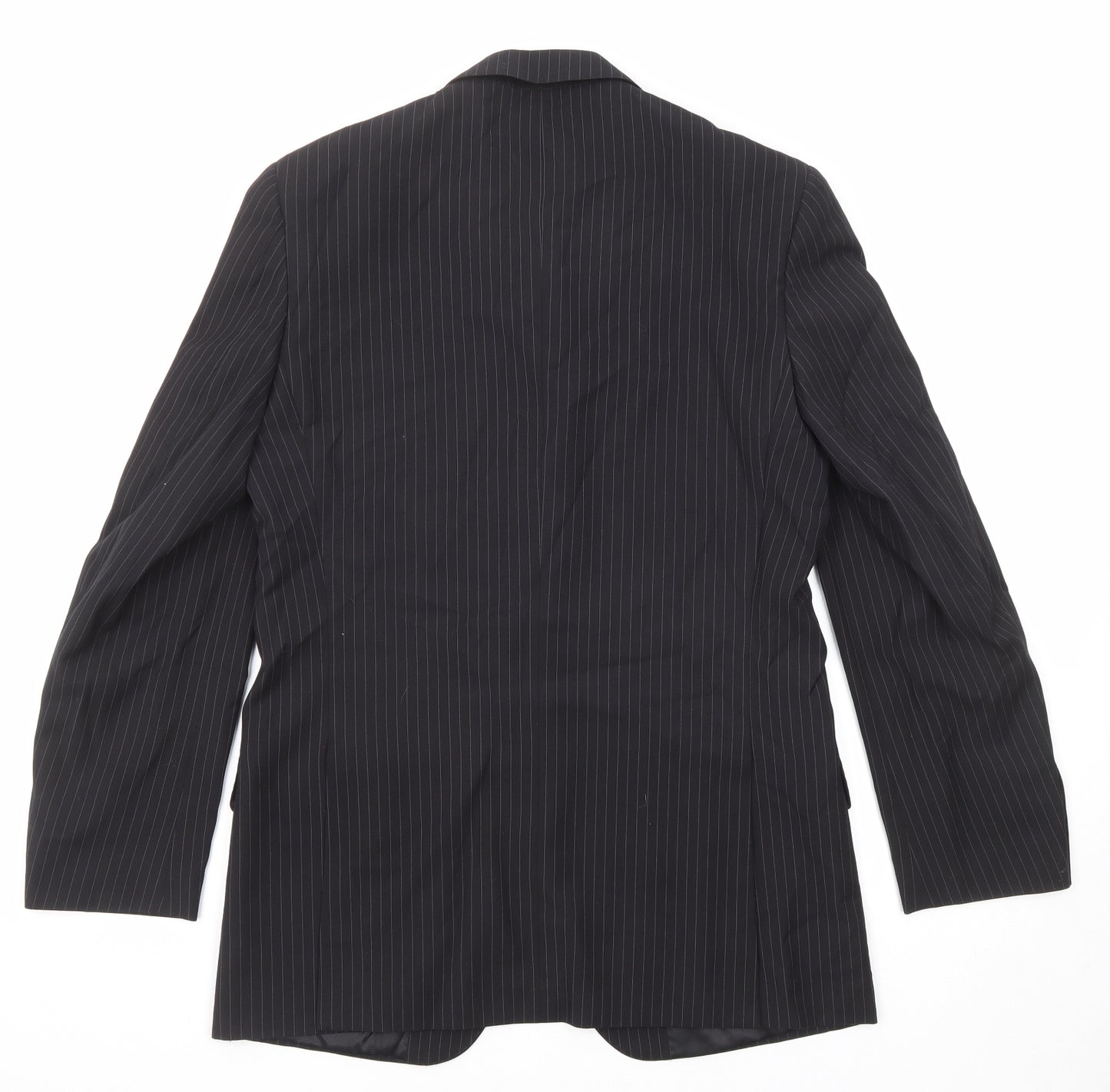 Burton Mens Black Striped Polyester Jacket Suit Jacket Size 36 Regular