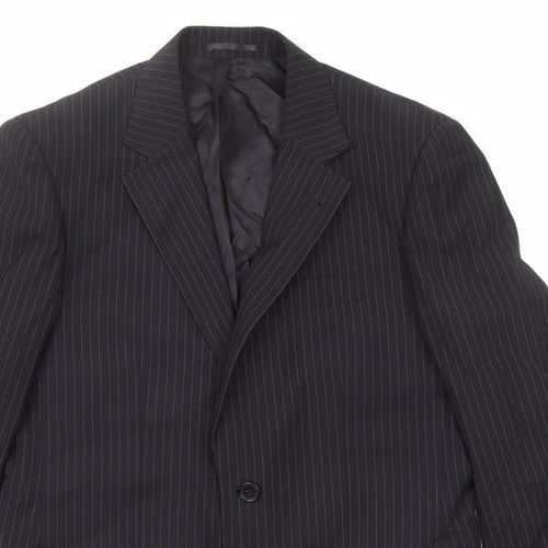 Burton Mens Black Striped Polyester Jacket Suit Jacket Size 36 Regular