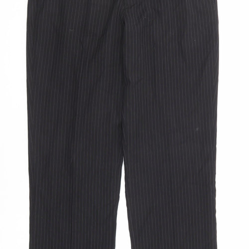 Burton Mens Black Striped Polyester Dress Pants Trousers Size 32 in Regular Zip