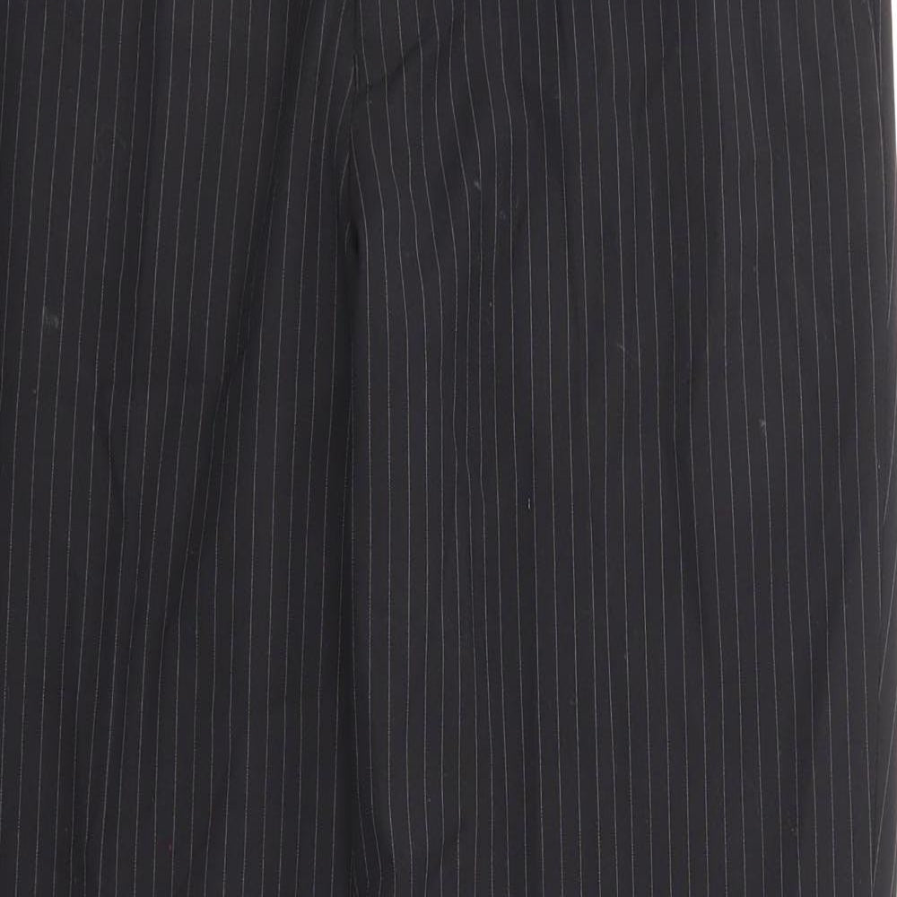 Burton Mens Black Striped Polyester Dress Pants Trousers Size 32 in Regular Zip