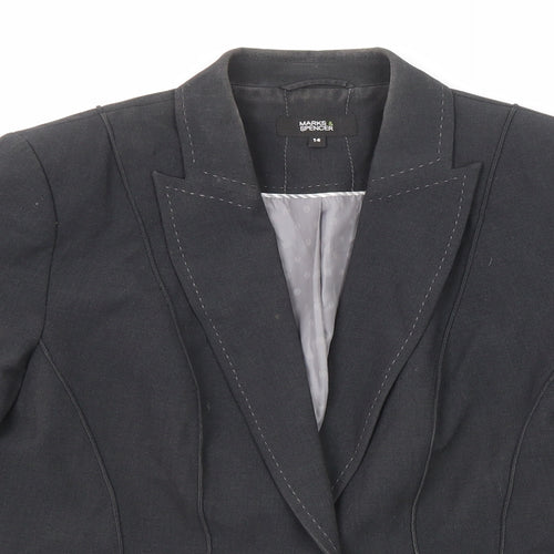 Marks and Spencer Womens Grey Polyester Jacket Blazer Size 14