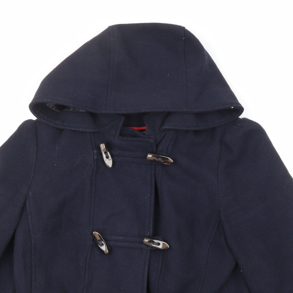 Red Herring Womens Blue Overcoat Coat Size 10 Toggle