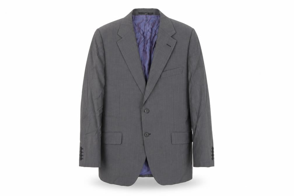 Front view of Marks & Spencer men’s grey polyester jacket suit jacket, size 44, regular