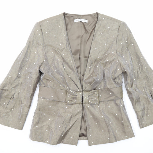 Gina Bacconi Womens Green Jacket Blazer Size 10 Hook & Eye