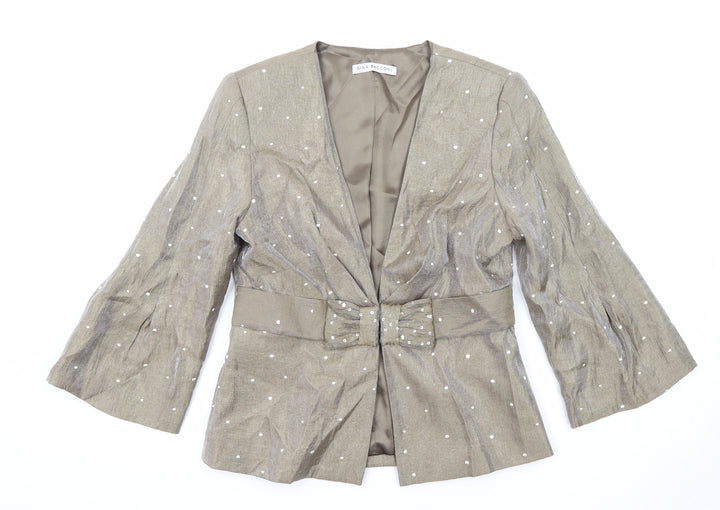 Gina Bacconi Womens Green Jacket Blazer Size 10 Hook & Eye