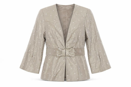 Front view of Gina Bacconi women’s green jacket blazer, size UK 10, hook & eye