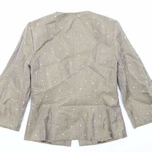 Gina Bacconi Womens Green Jacket Blazer Size 10 Hook & Eye