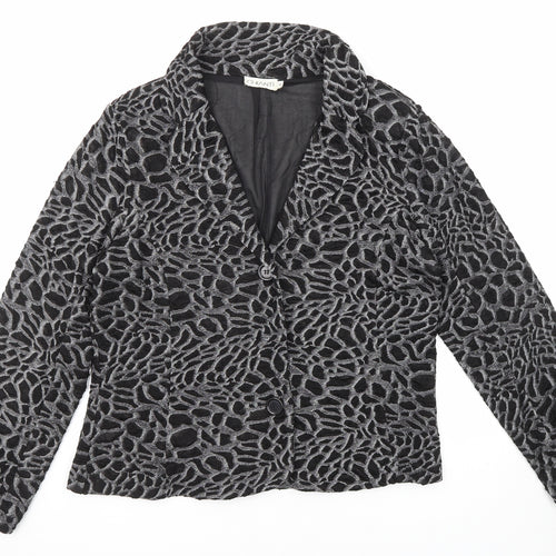 CHIANTI Womens Black Geometric Jacket Blazer Size 18 Button