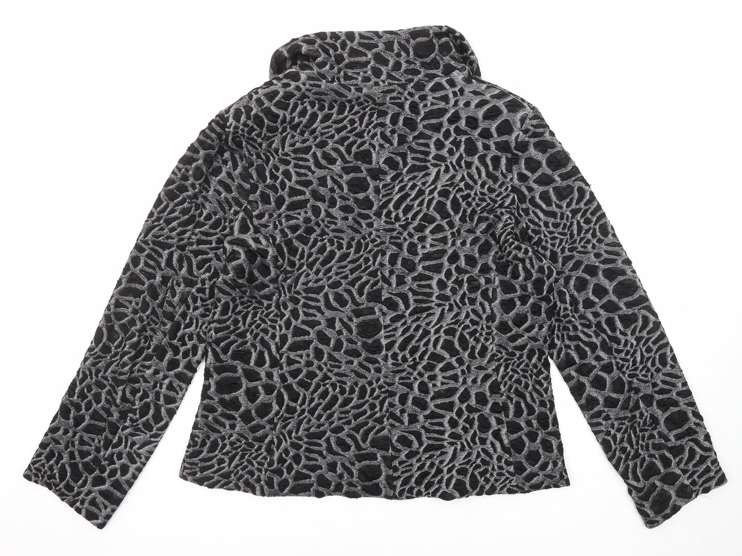 CHIANTI Womens Black Geometric Jacket Blazer Size 18 Button