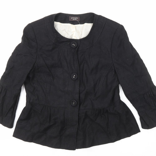 Principles Womens Black Jacket Size 14 Button