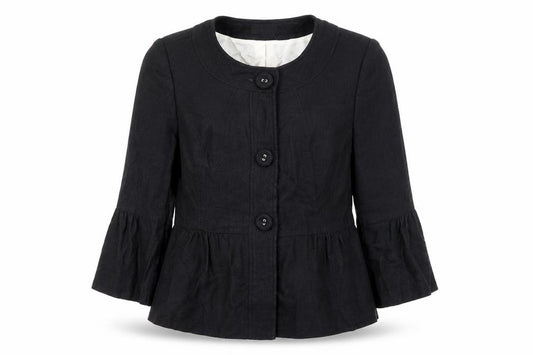 Front view of Principles women’s black jacket, size UK 14, button