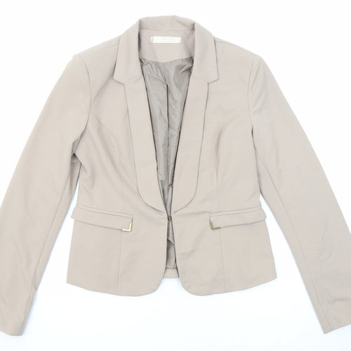 Queen Daaka Womens Beige Polyester Jacket Blazer Size L