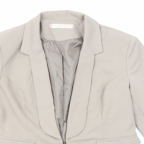 Queen Daaka Womens Beige Polyester Jacket Blazer Size L