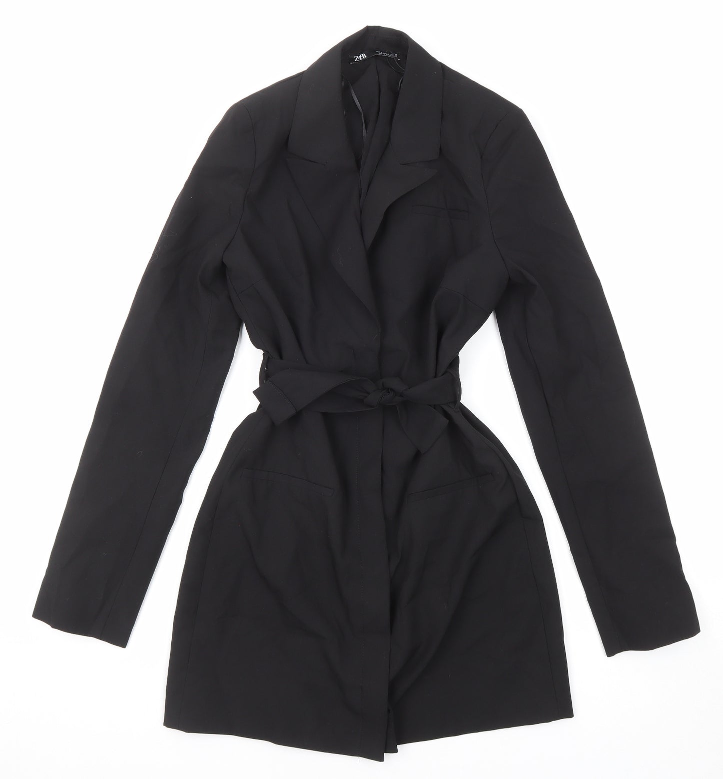 Zara Womens Black Trench Coat Coat Size S Button