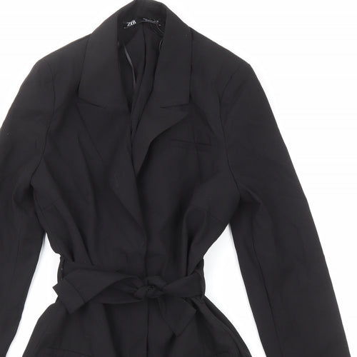 Zara Womens Black Trench Coat Coat Size S Button