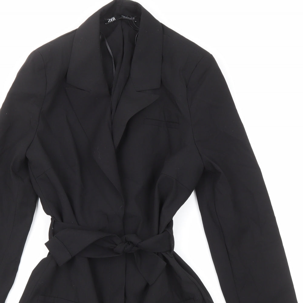 Zara Womens Black Trench Coat Coat Size S Button
