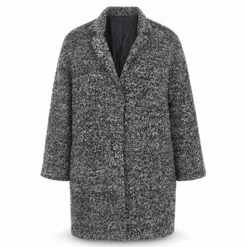 Mango Womens Grey Geometric Overcoat Coat Size XS Snap