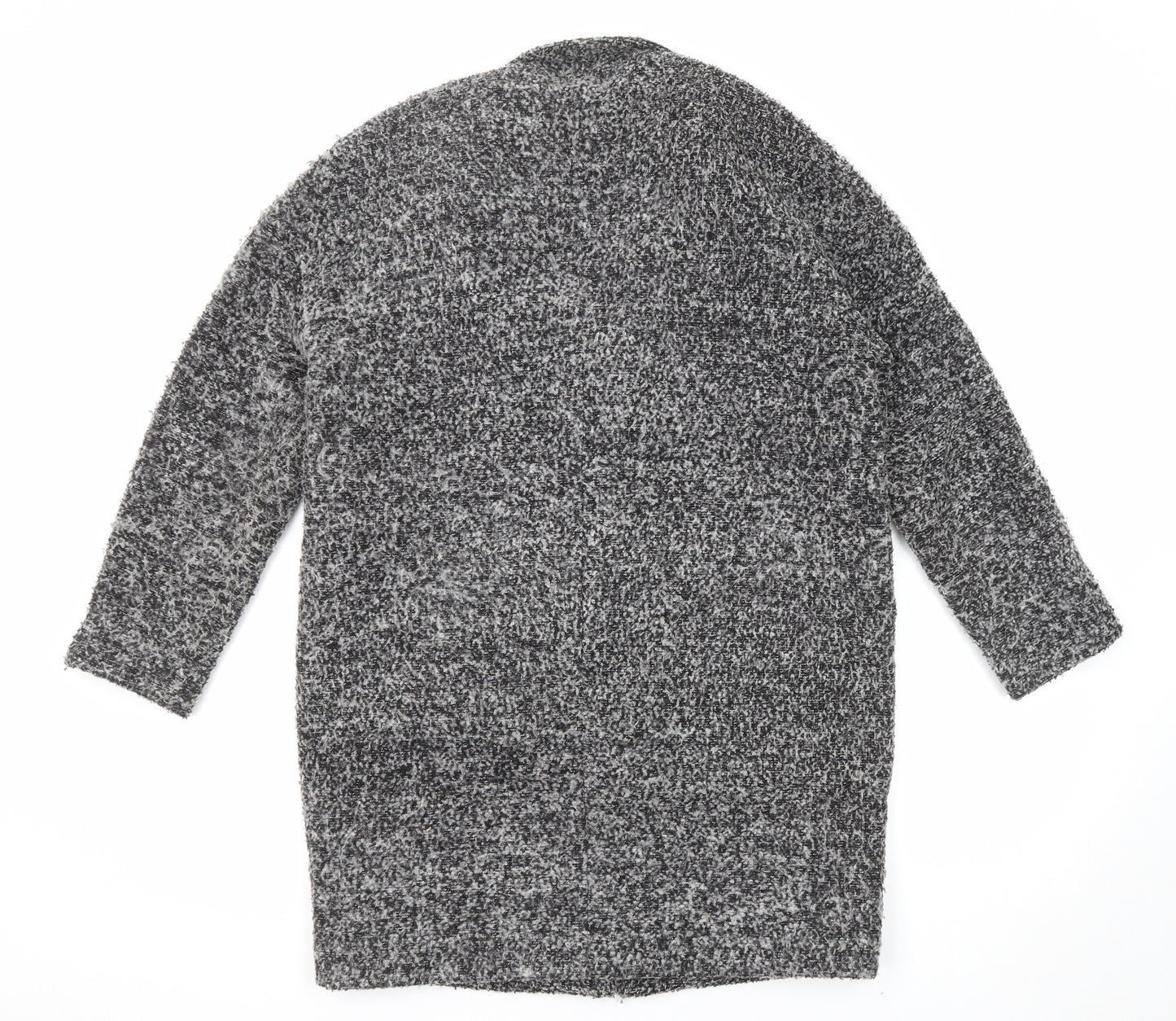 Mango Womens Grey Geometric Overcoat Coat Size XS Snap