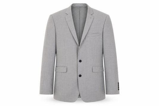 Front view of Next men’s grey wool jacket blazer, size 40, regular