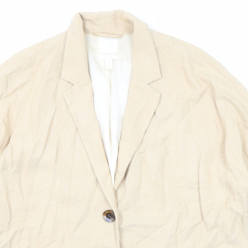 H&M Womens Beige Jacket Blazer Size M Button