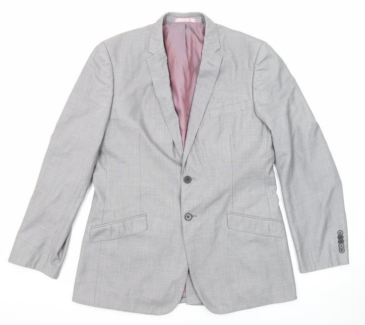 Butler & Webb Mens Grey Polyester Jacket Suit Jacket Size 40 Regular - Five-Button Sleeve