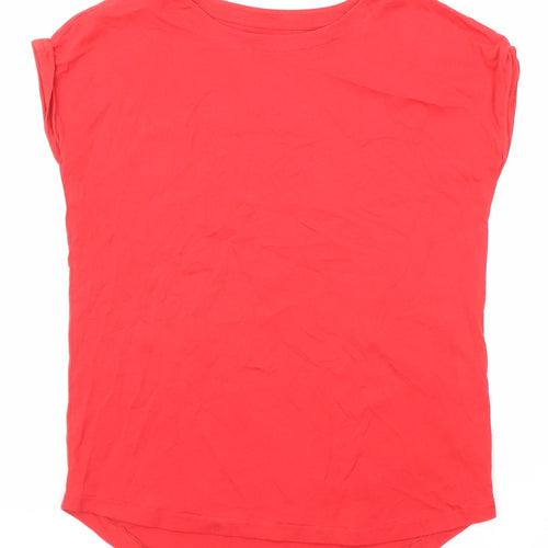 NEXT Womens Red Cotton Basic T-Shirt Size 6 Round Neck